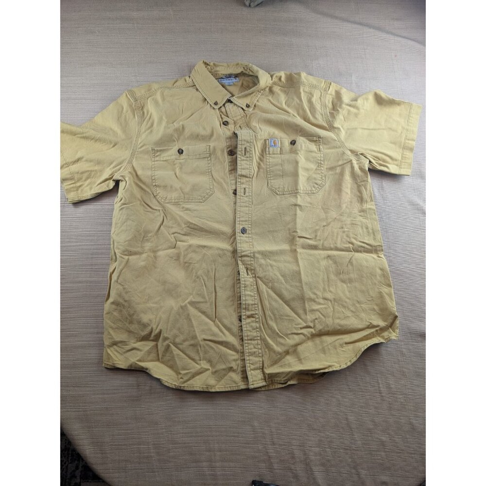 Carhartt Mens XL Rugged Flex Midweight Canvas Short Sleeve Button Down